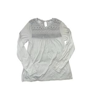 G. H. Bass & Co. Women's Gray Lace crochet long-sleeved blouse Size Medium